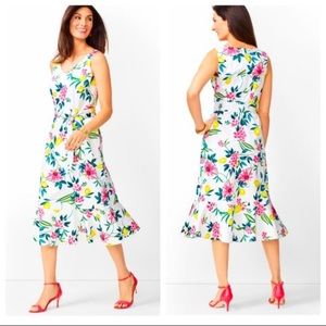 RSVP Talbots Lemon Fit Flare Dress Sleeveless Ruffle Hem Flounce Midi Dress 4
